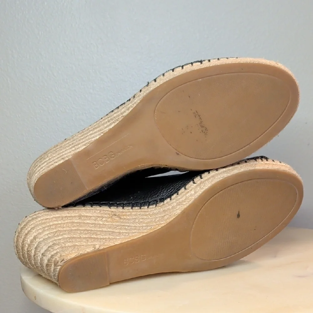 Leather Mules - Espadrille Wedge Slide - BCBGeneration 